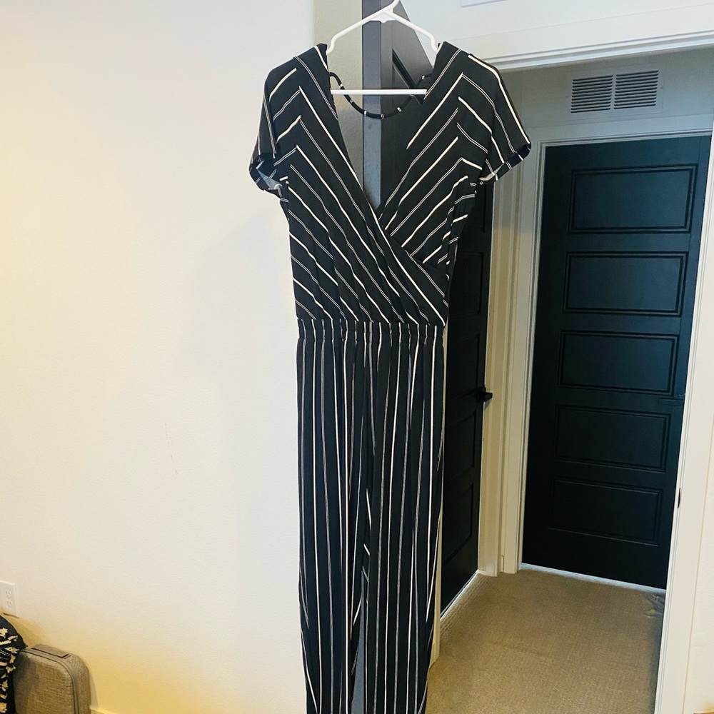 Express Black Striped Jumpsuit